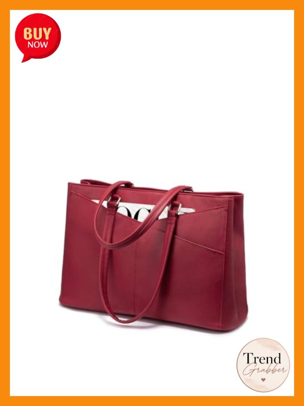 PU Leather Laptop Tote Bag 15.6 Inch Water Resistant Work Briefcase
